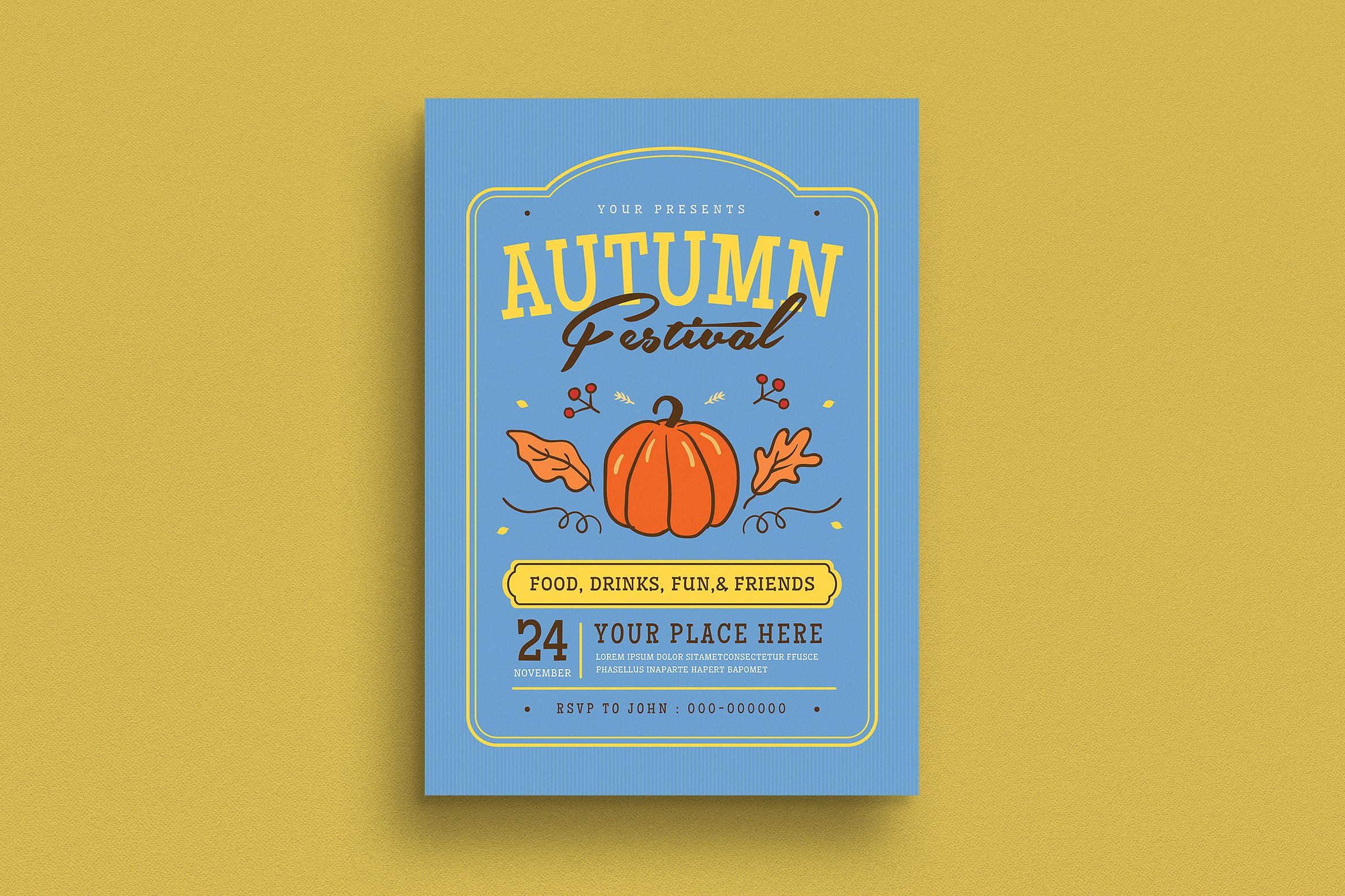 秋季元素海报设计模板 Fall Festival Flyer