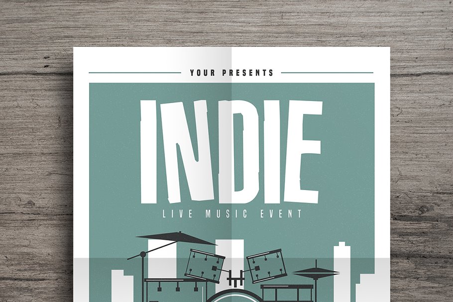 摇滚音乐海报制作模板 Indie Drum Flyer #1