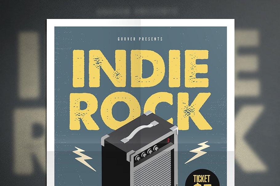 独立摇滚音乐宣传单模板 Indie Rock Music F