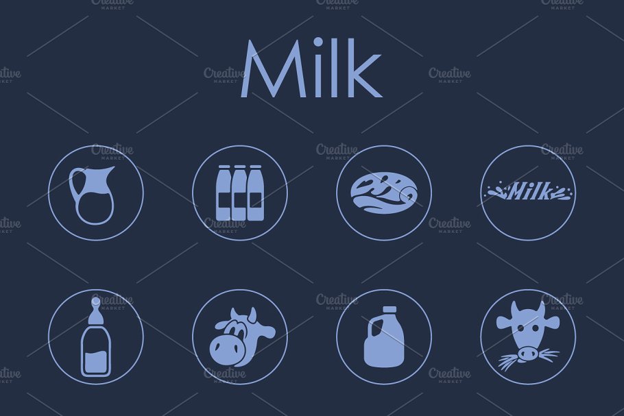 简单的牛奶图标 16 MILK simple icons #