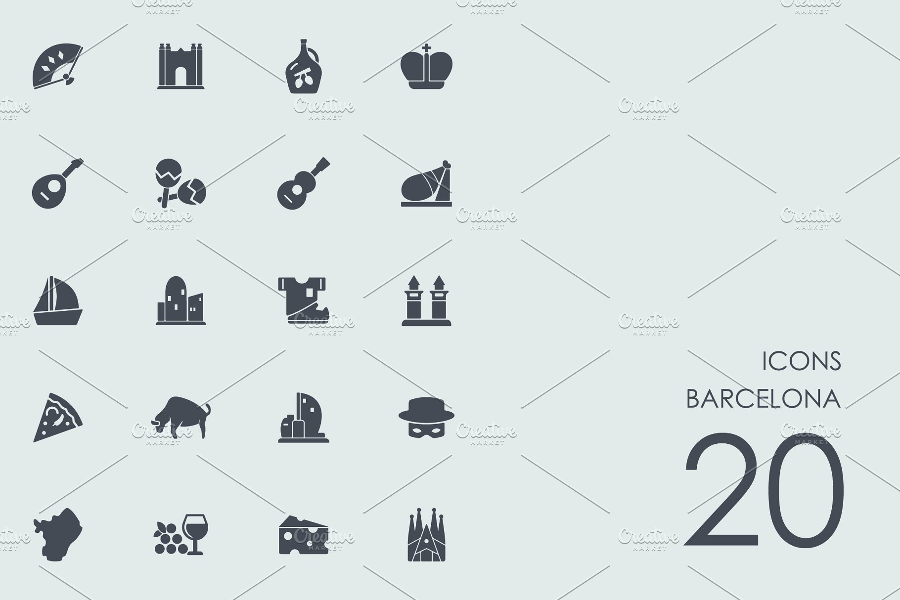 巴塞罗那的图标 Barcelona icons #91611