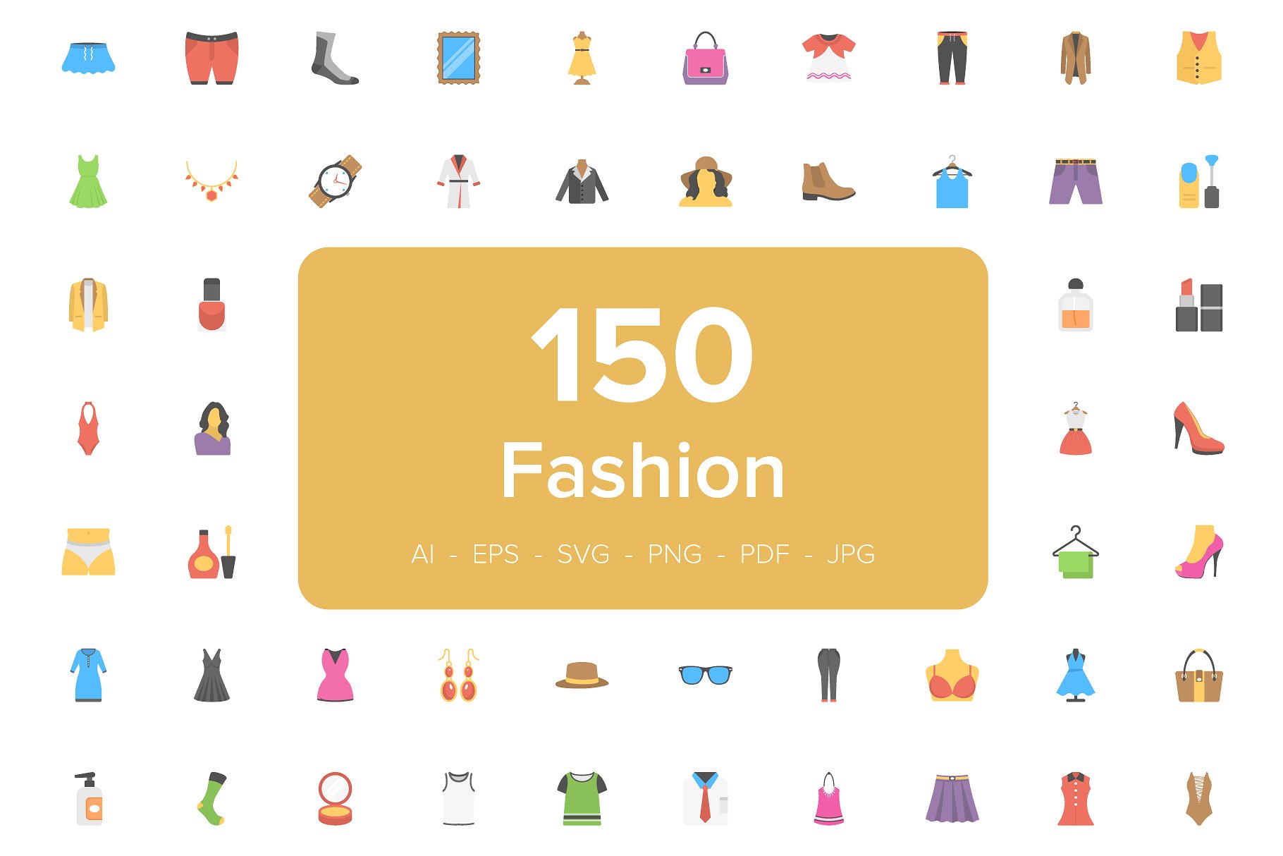 150个时尚平面矢量图标 150 Fashion Flat