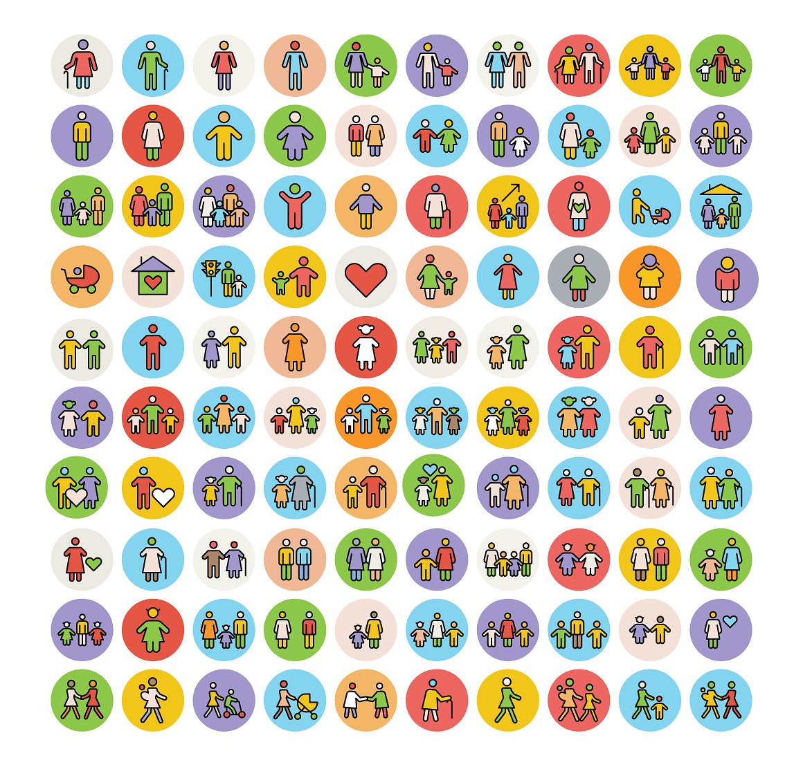 100个家庭图标集 100 Family Icons Set