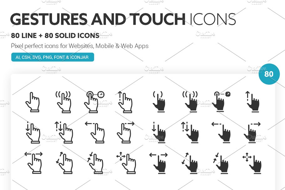 手势和触摸图标 Gestures and Touch Ico