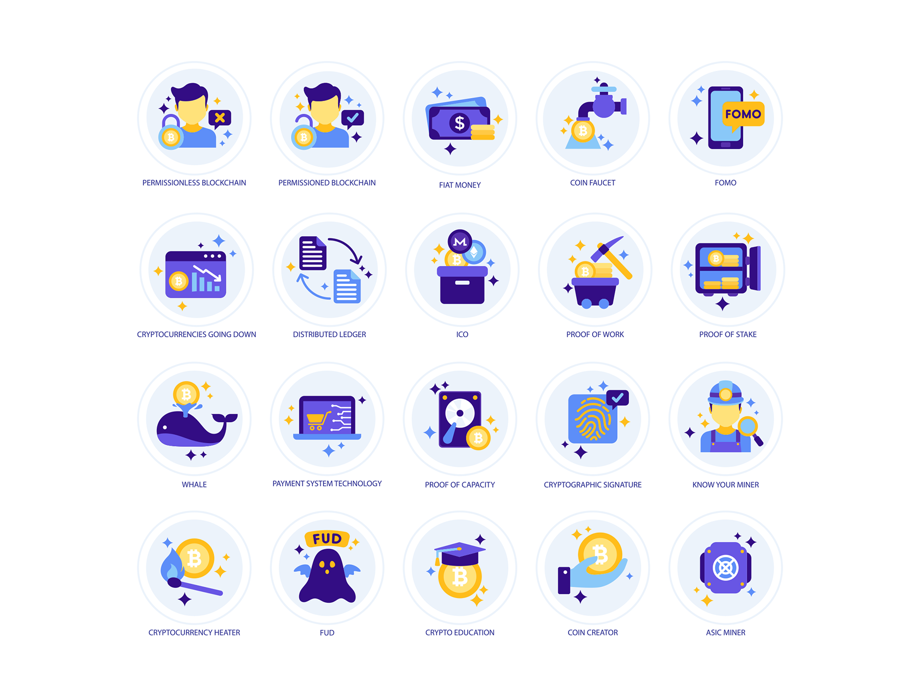 区块链概念图标套装Cryptocurrency Icons