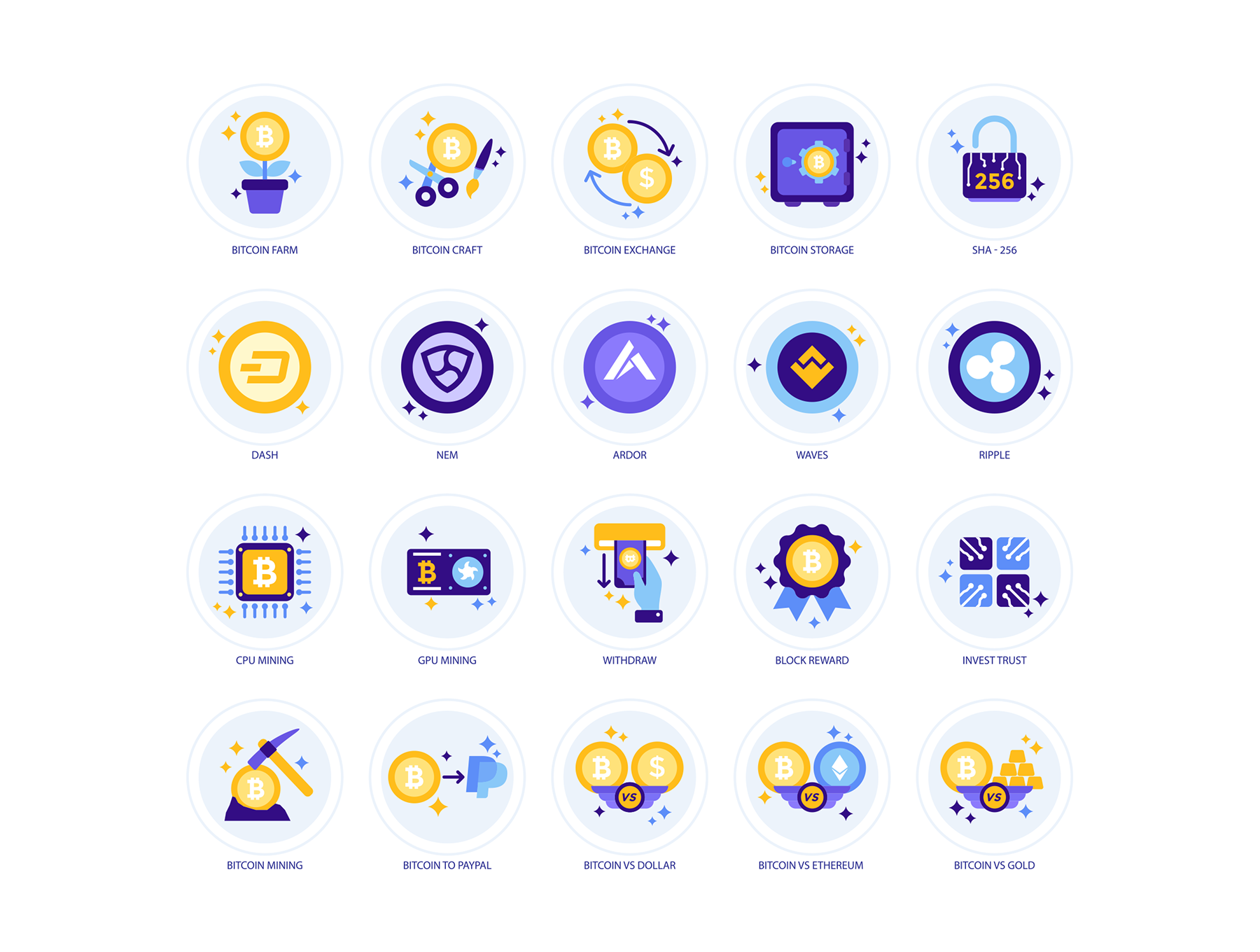 区块链概念图标套装Cryptocurrency Icons