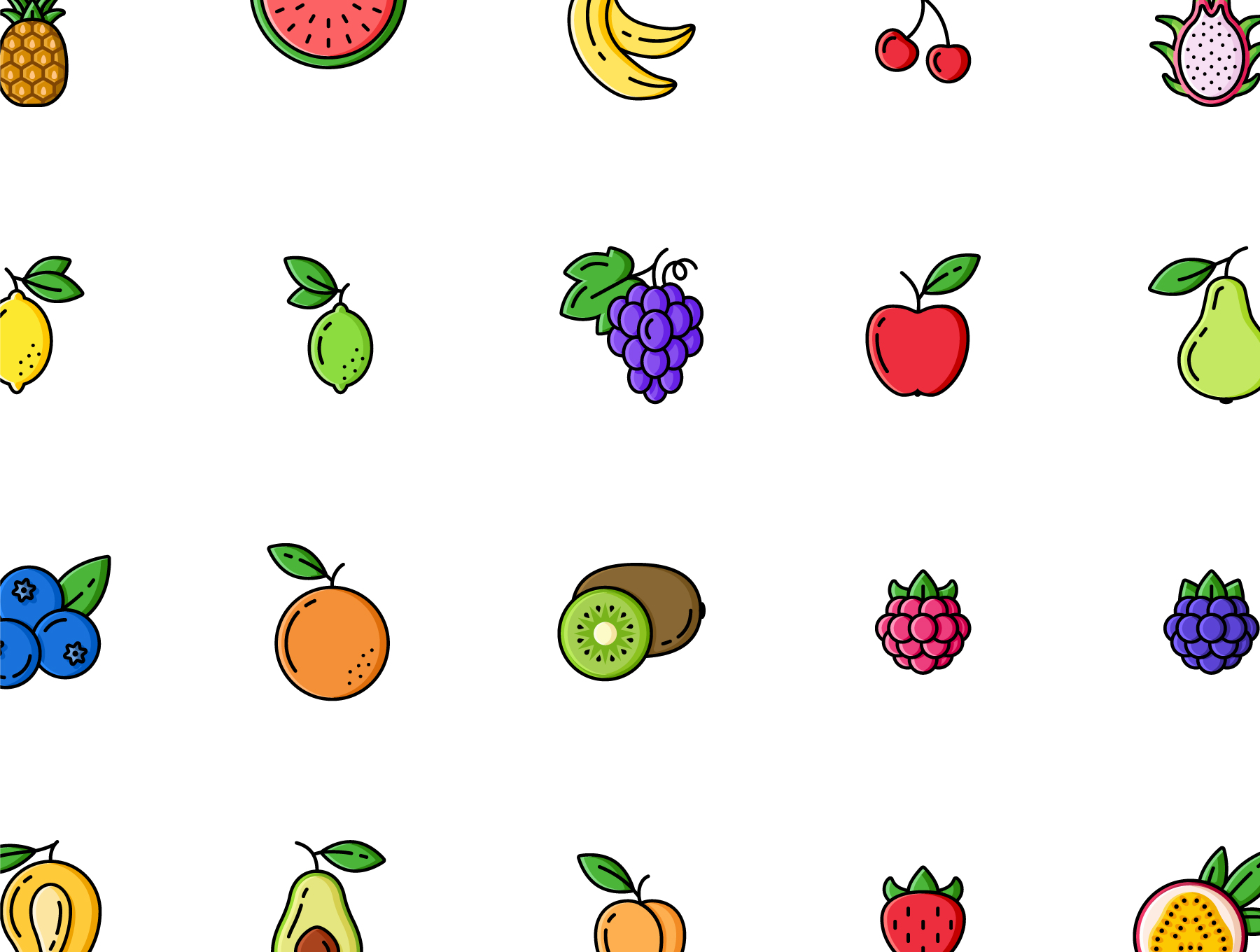 绘制精良的水果图标套装下载Fruit Icons #3341