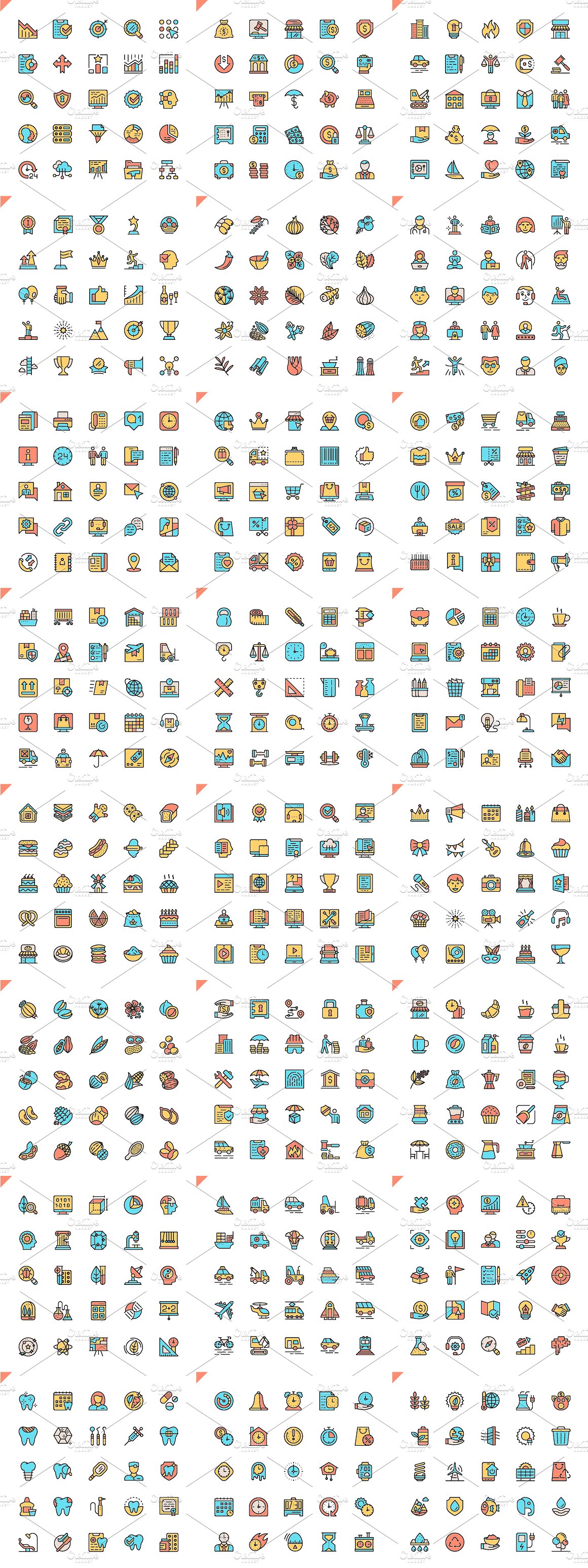 线型扁平化图标 Flat Line Icons Pixel