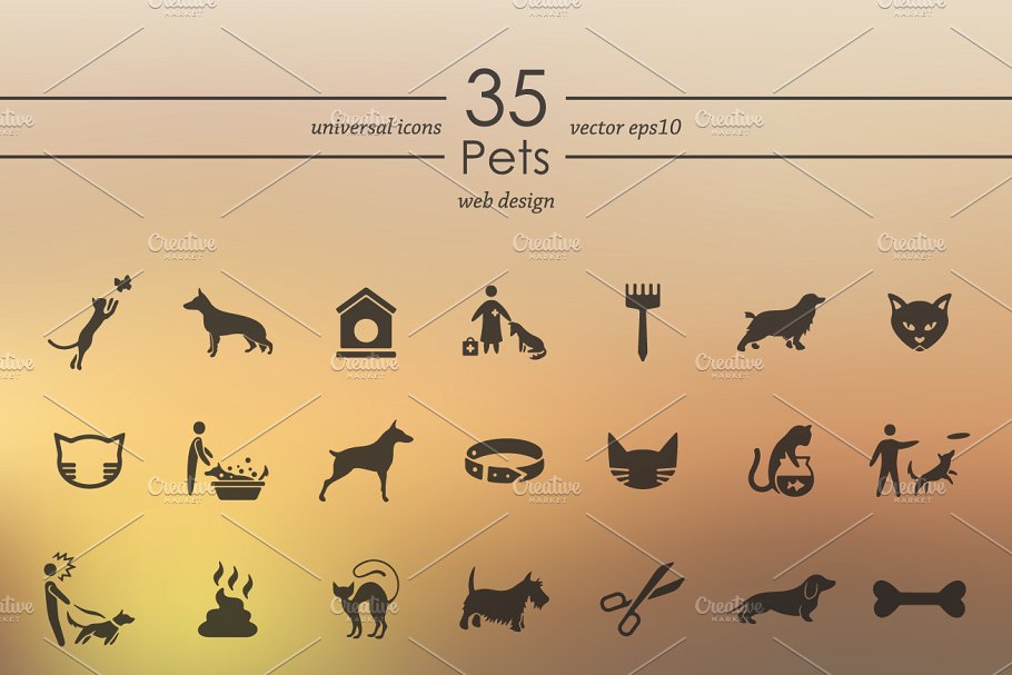 可爱的宠物图标集 Set of pets icons #92