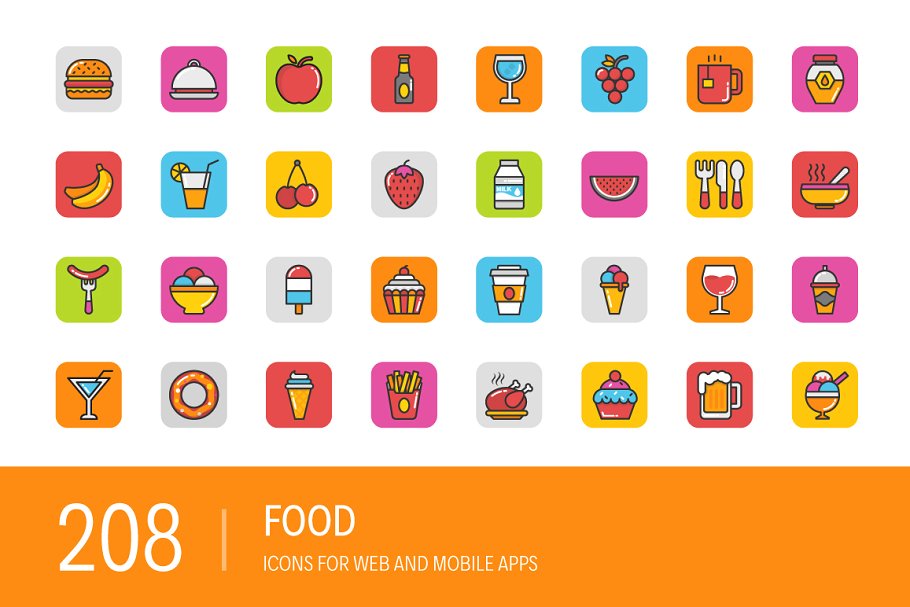208个食物相关图标 208 Food Icons #917