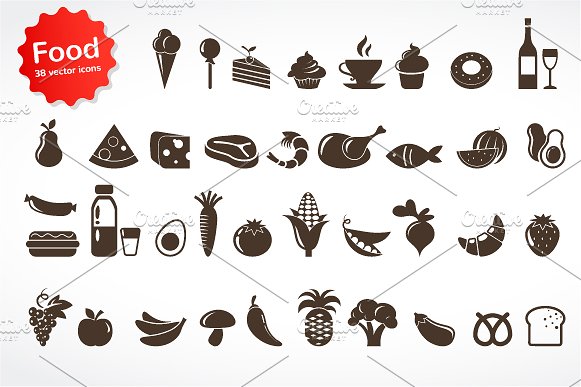 食物图标集 Food icon set #92520