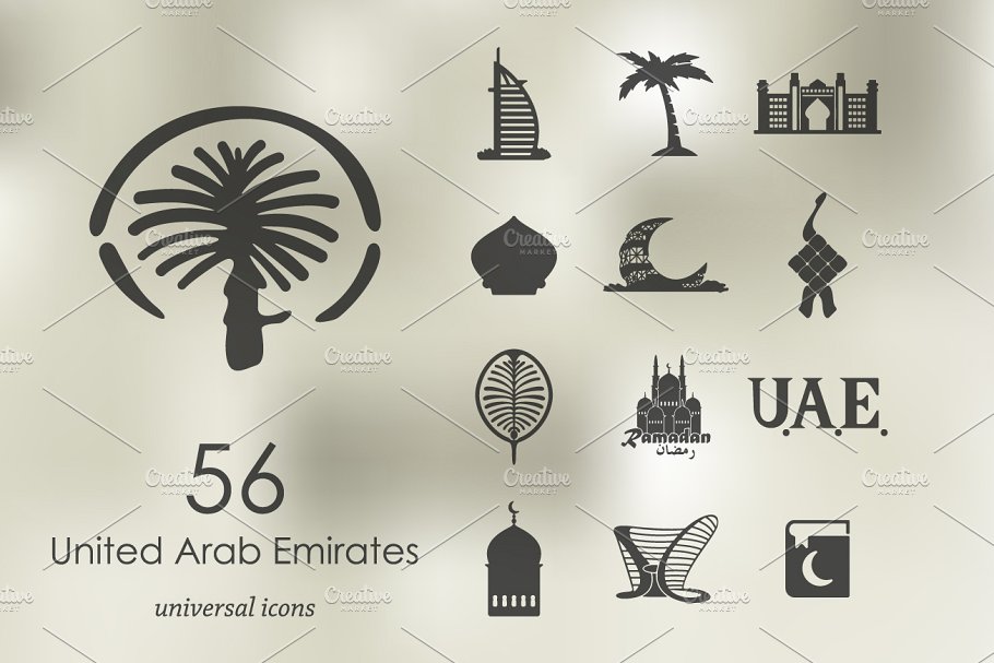 56个阿拉伯联合酋长国的图标 56 United Arab