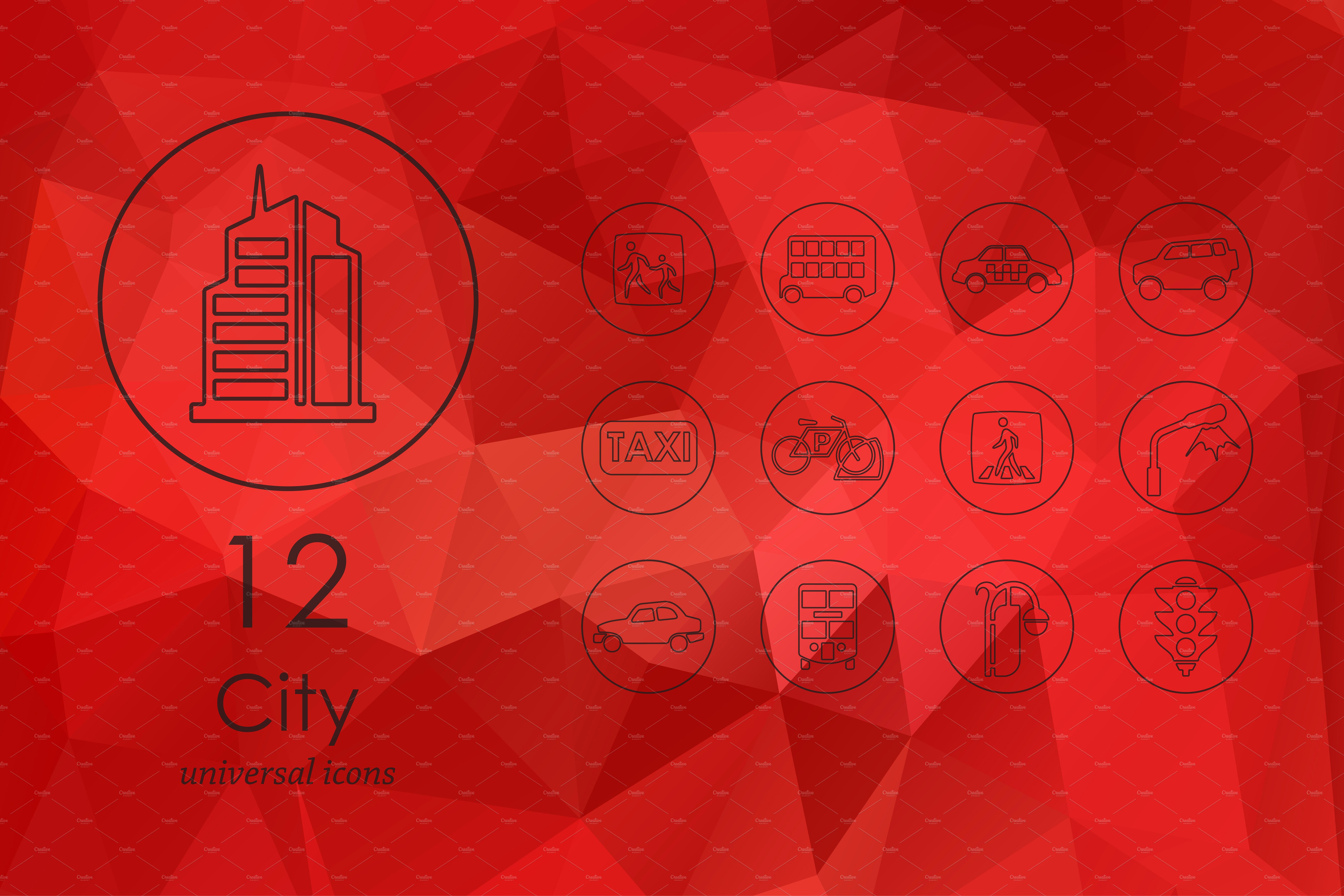 城市线型图标 12 city line icons #912