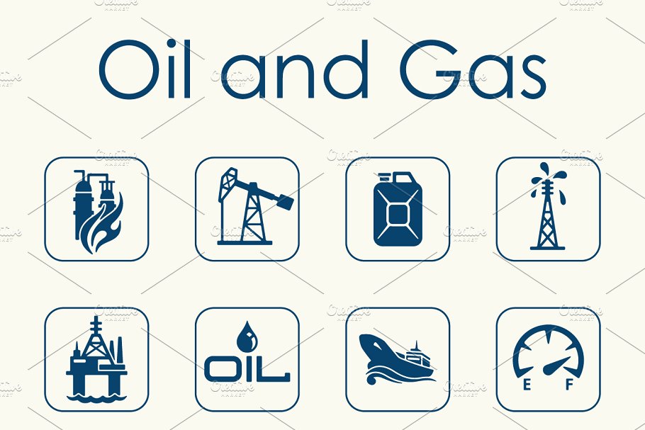 石油和天然气相关图标 oil and gas simple