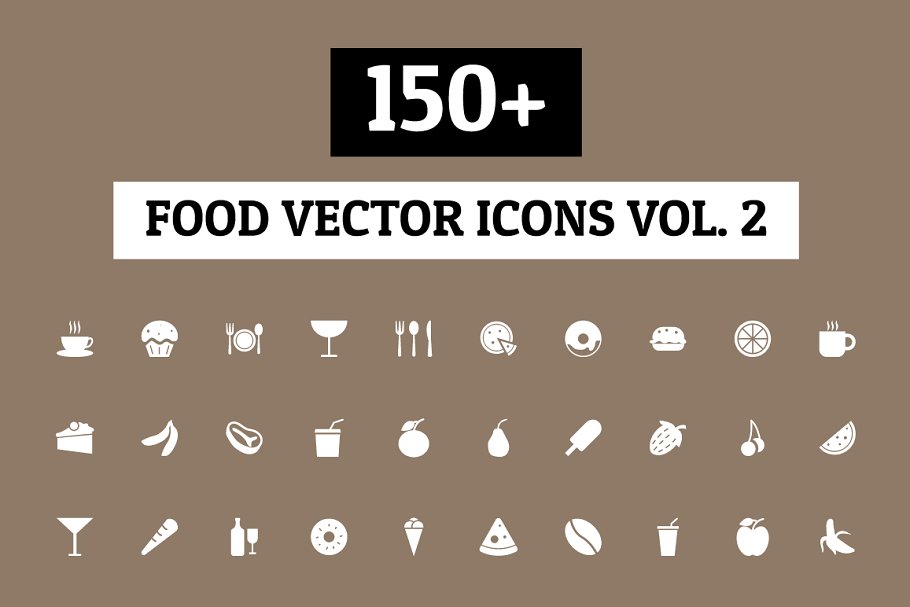 150 食物图标 150 Food Vector Icon