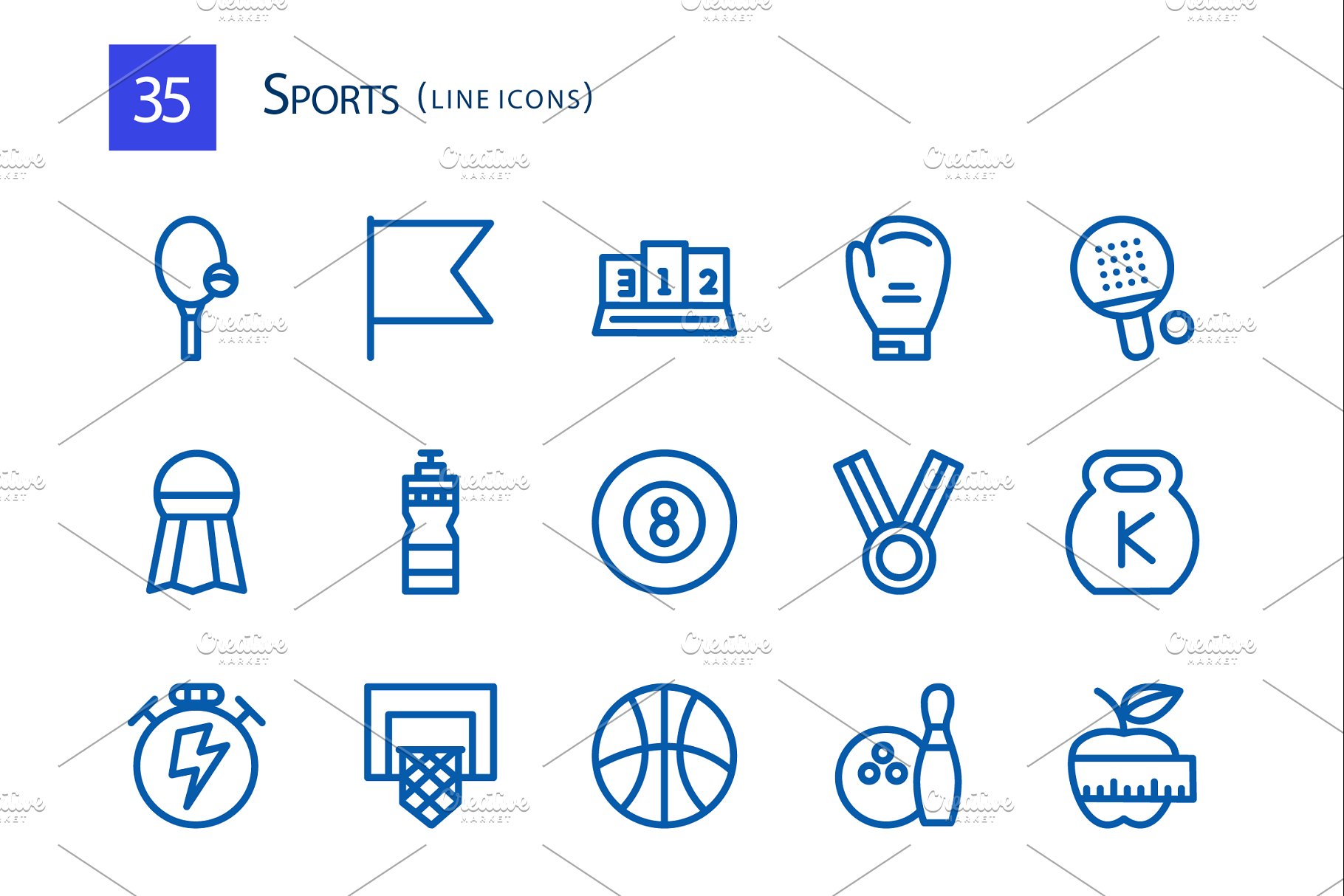 33个运动线型图标 33 Sports Line Icons
