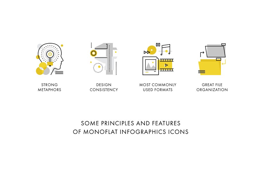 科技互联网创意图表图标 Monoflat Infograph