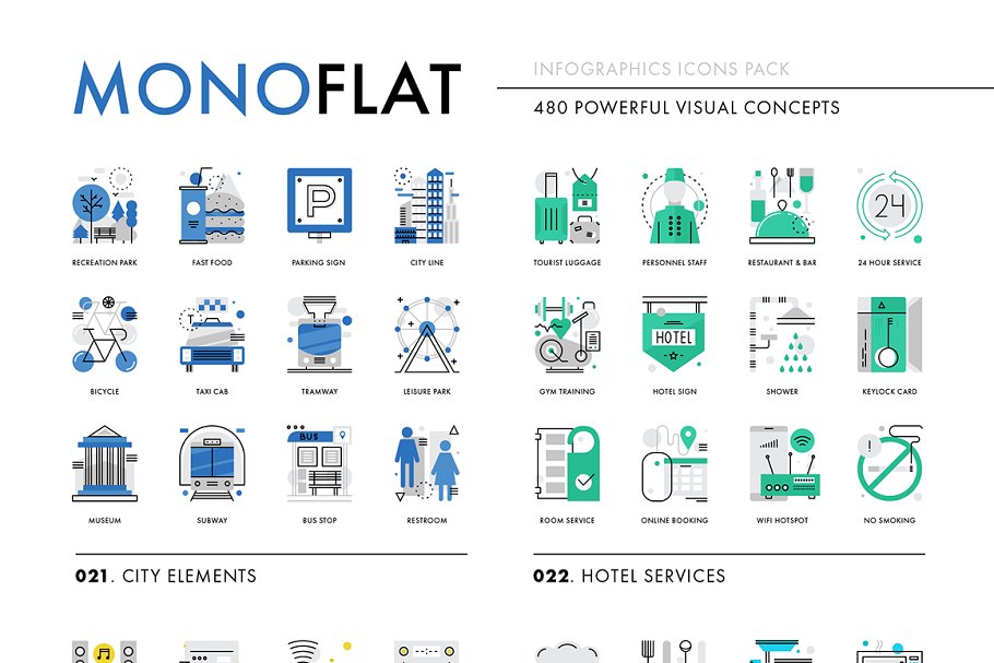 科技互联网创意图表图标 Monoflat Infograph