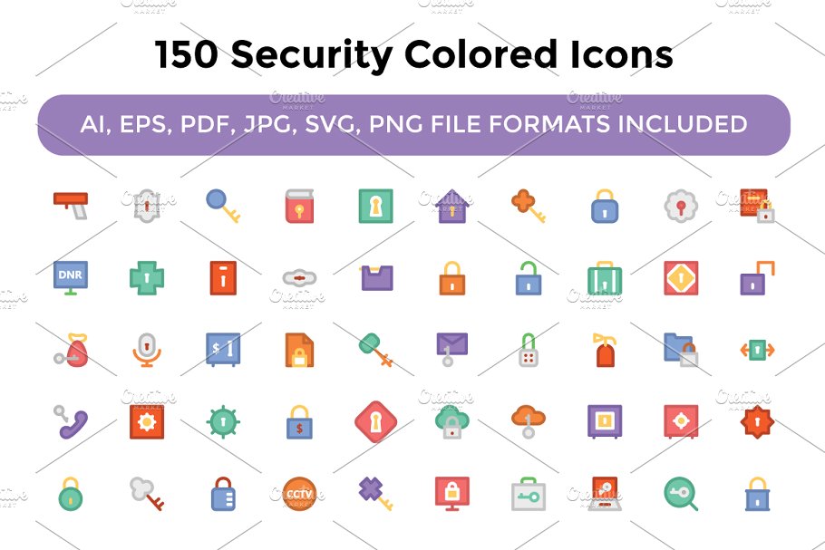 安全彩色图标 150 Security Colored Ic