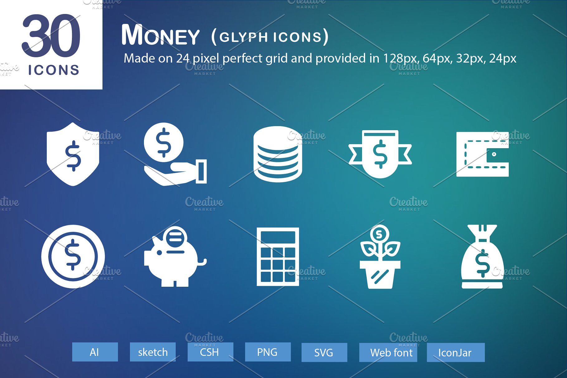 钱相关的图标 30 Money Glyph Icons #9