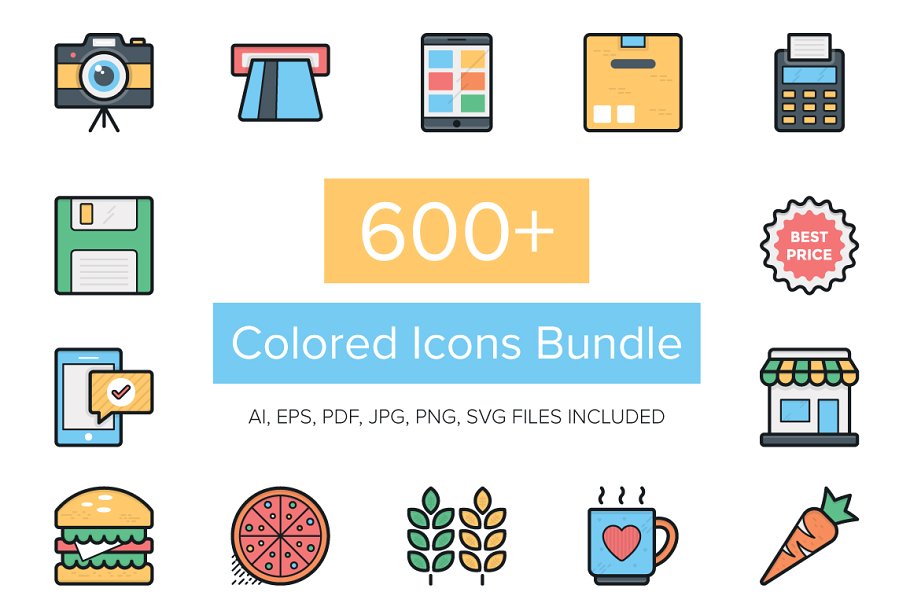 常见物品彩色扁平化图标 600 Colored Icons