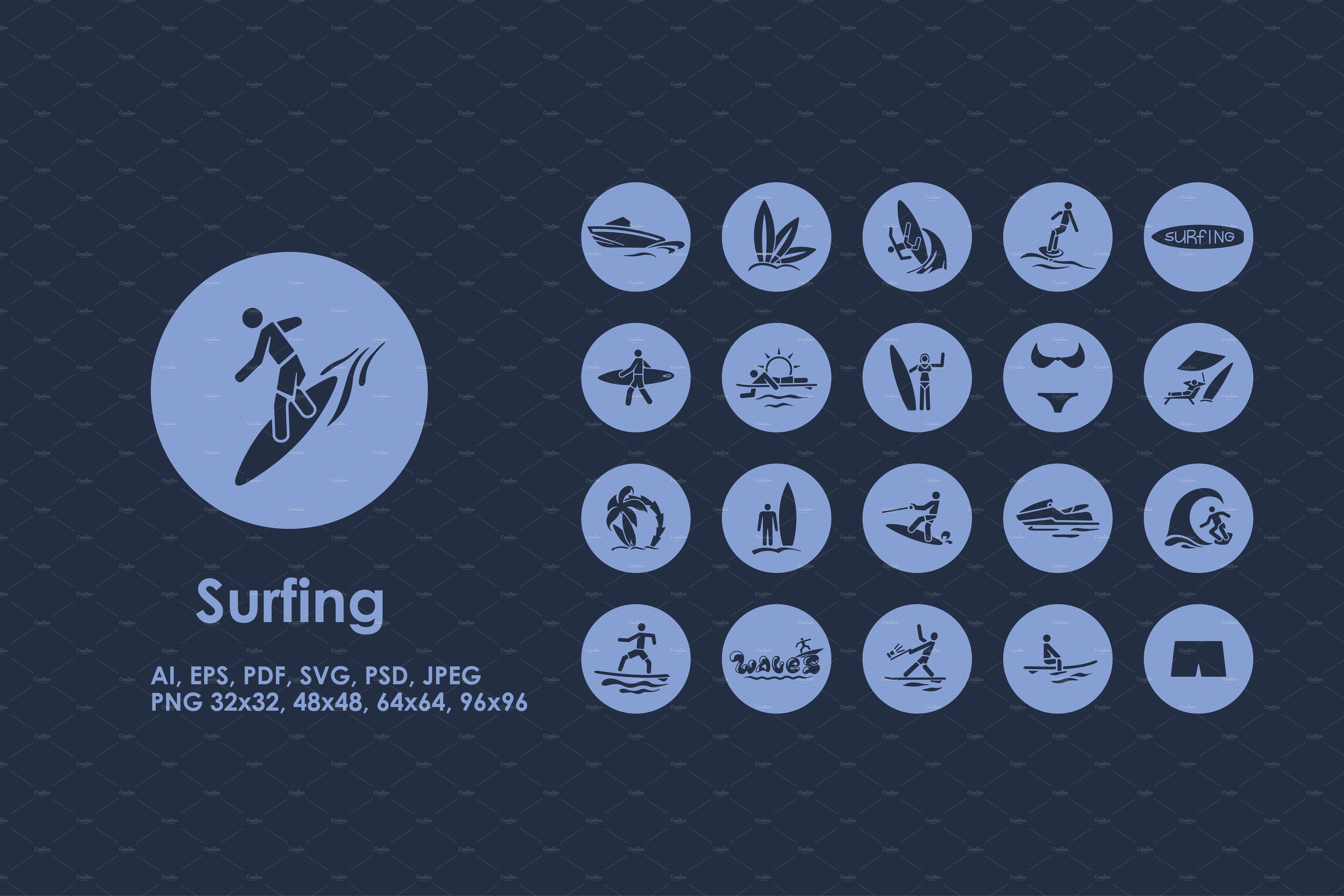冲浪主题图标 Surfing icons #91205