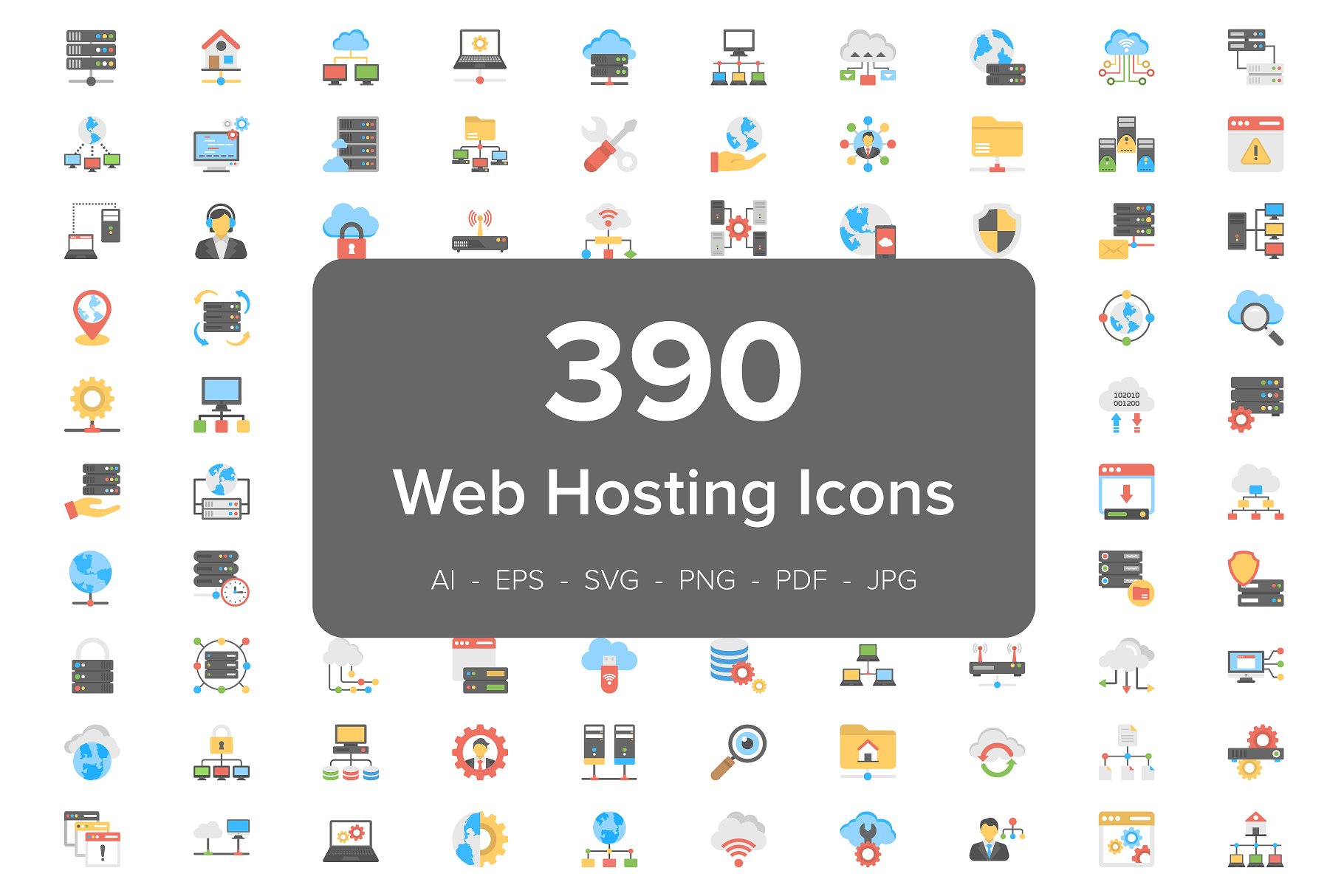 网络主机服务器图标 390 Web Hosting Flat