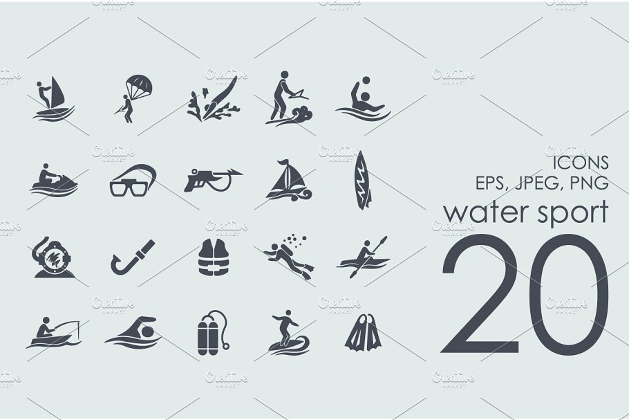 水上运动图标 20 water sports icons #
