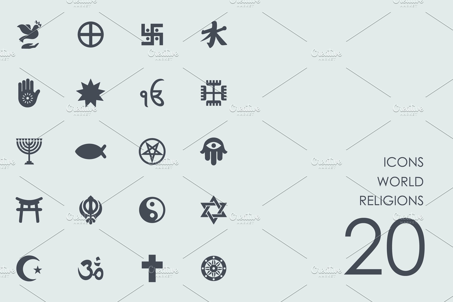 世界宗教图标 World religions icons #