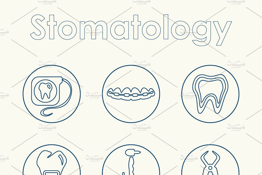 套口腔医学简单图标 Set of stomatology s
