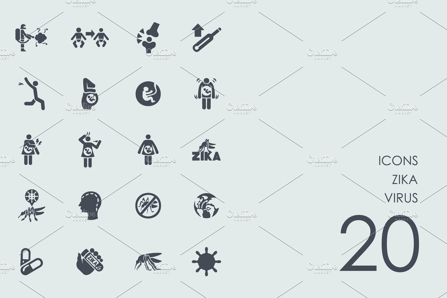 病毒图标 Zika virus icons #91558