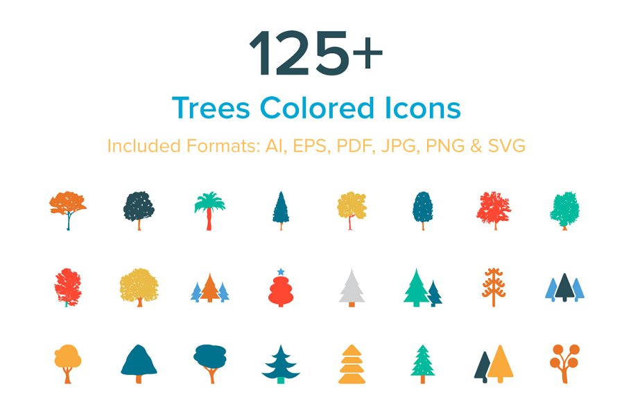 125 彩色树图标 125 Trees Colored