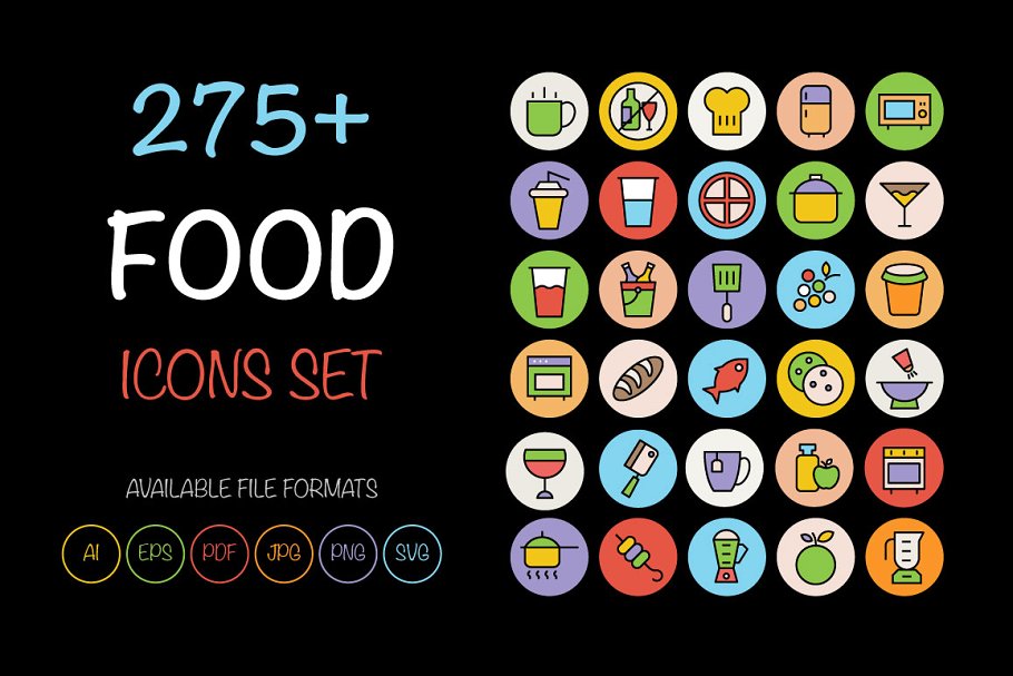 275 食物图标 275 Food Icons Set