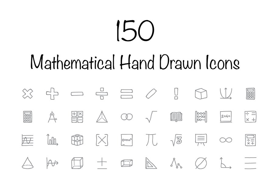 数学手绘图标 150 Mathematical Hand D