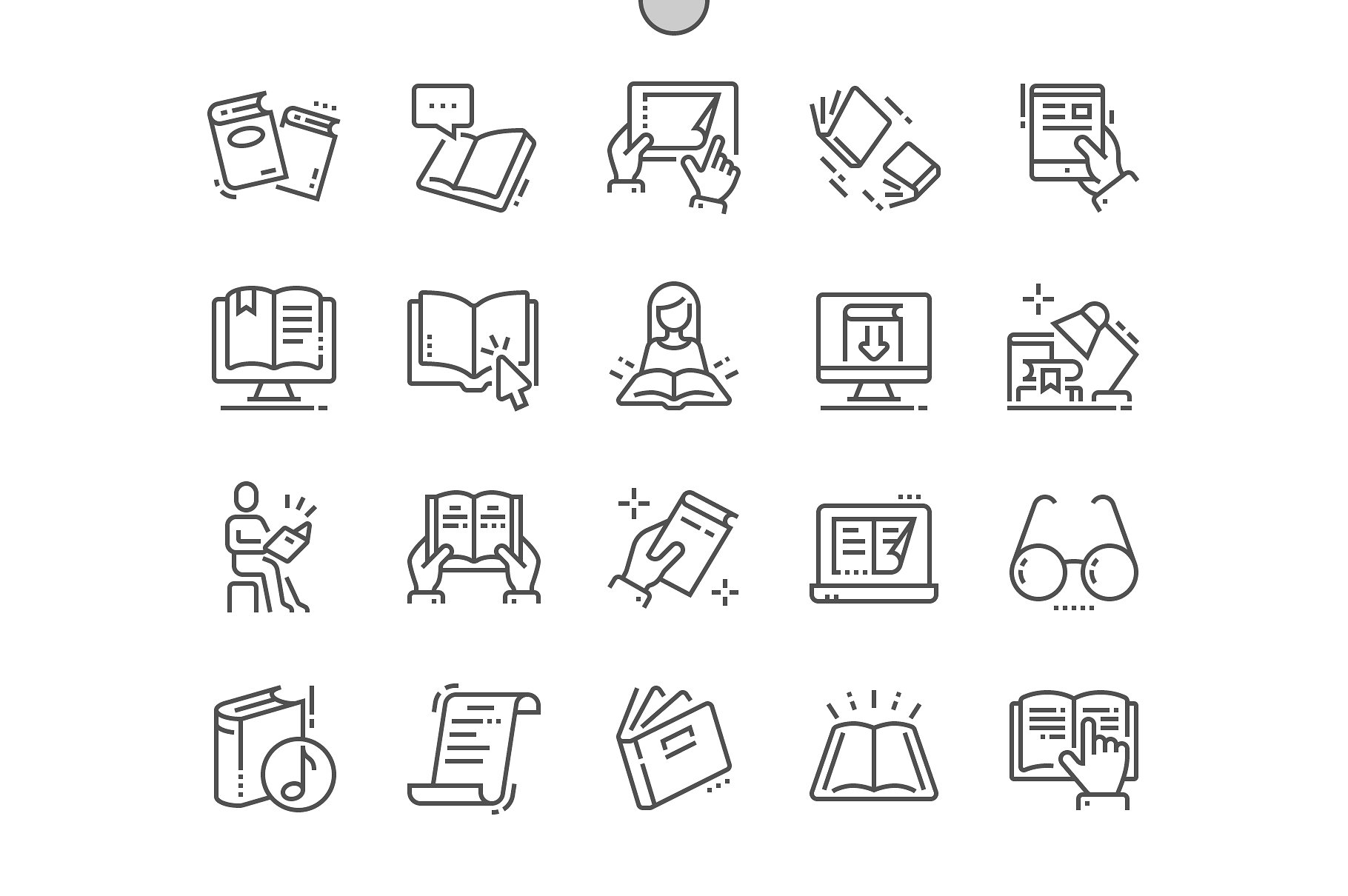 阅读线型图标 Reading Line Icons #919