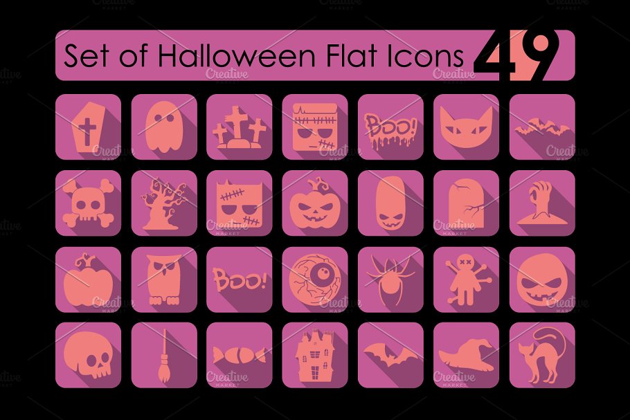 一套万圣节图标 Set of Halloween icons