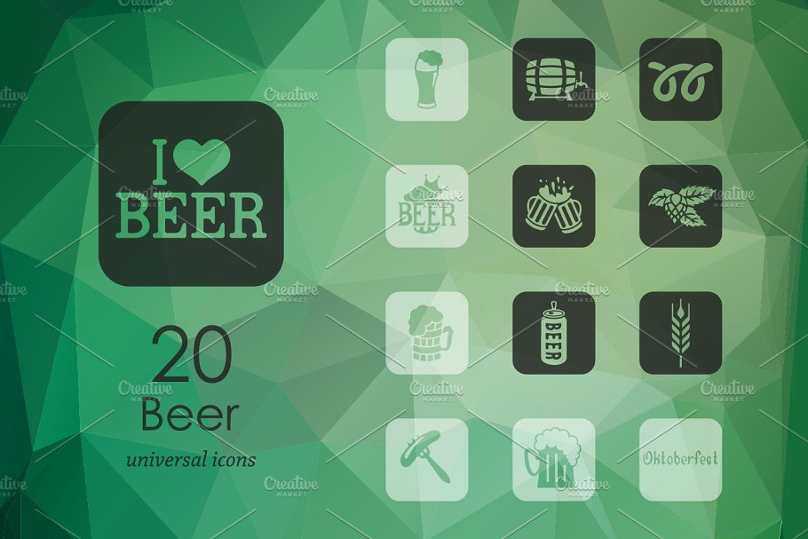 啤酒主题图标 Set of beer icons #9107