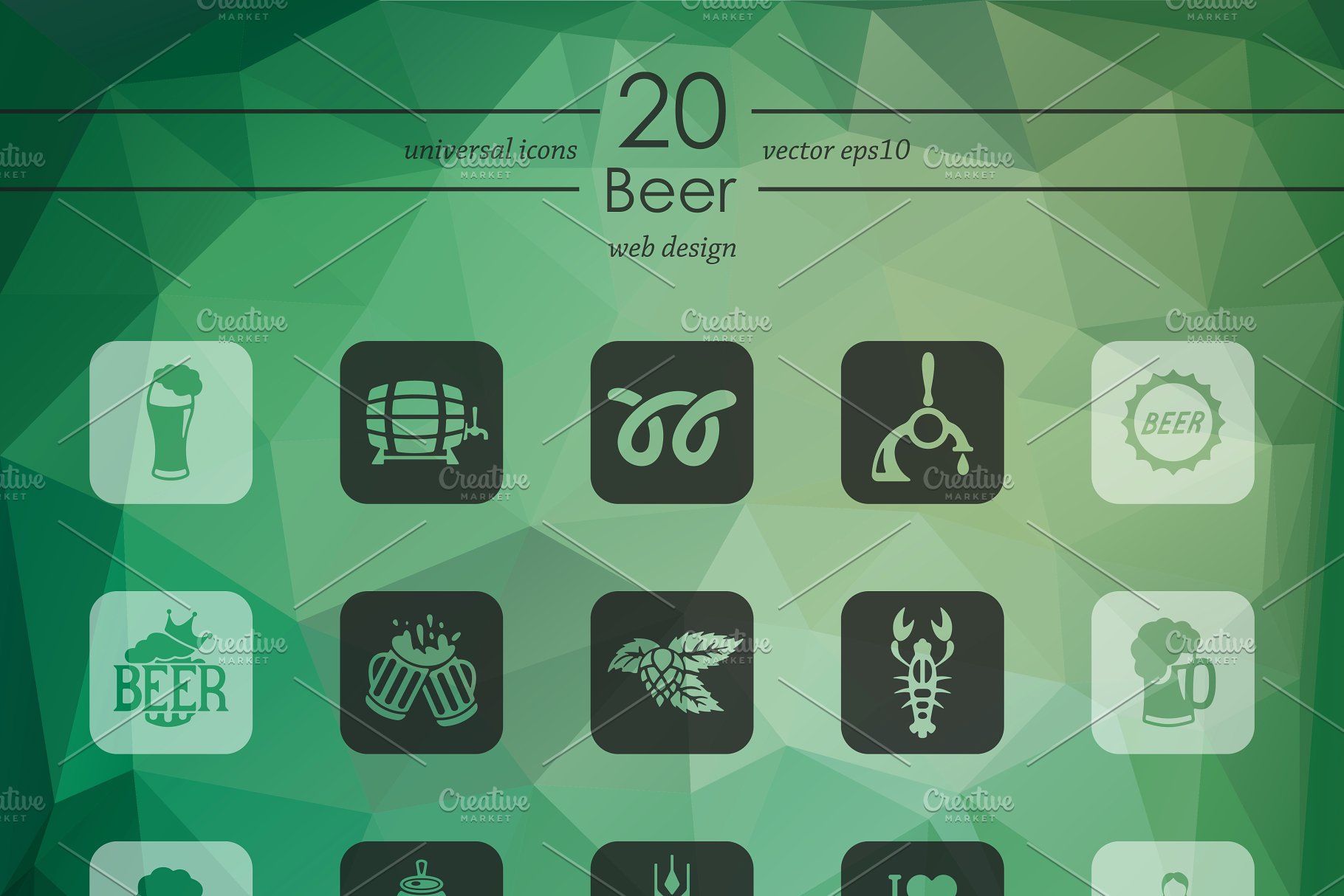 啤酒主题图标 Set of beer icons #9107