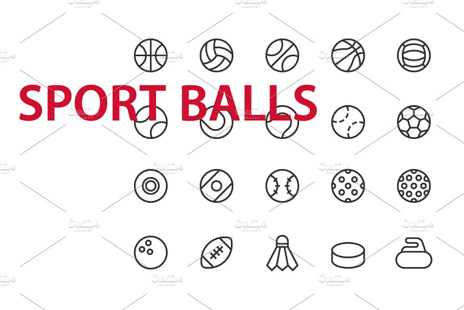 运动球类UI图标 20 Sport Balls UI ico