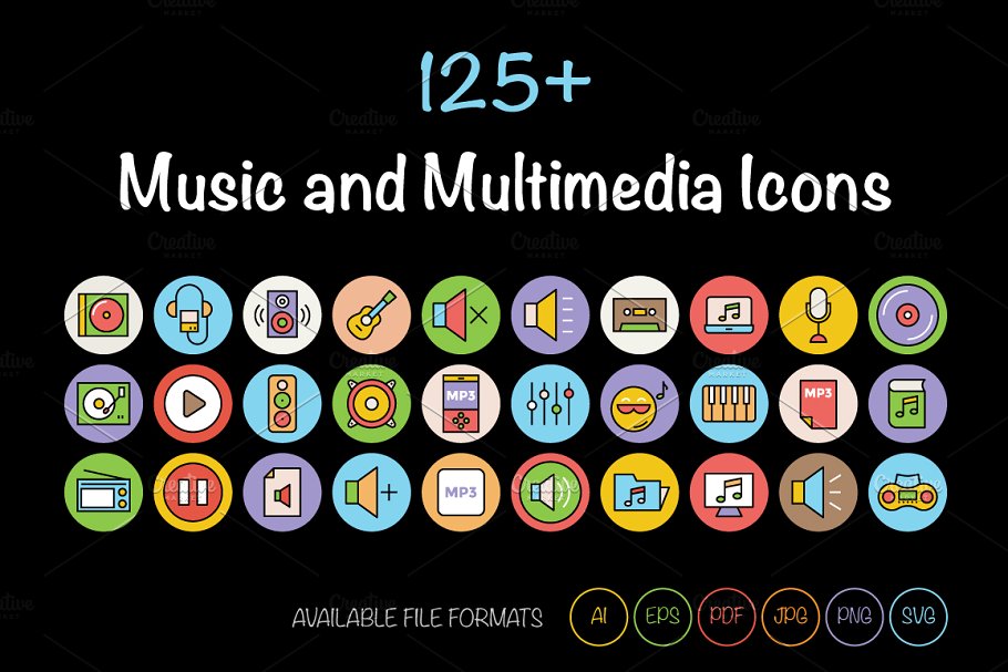 音乐媒体图标 125  Music and Multimed