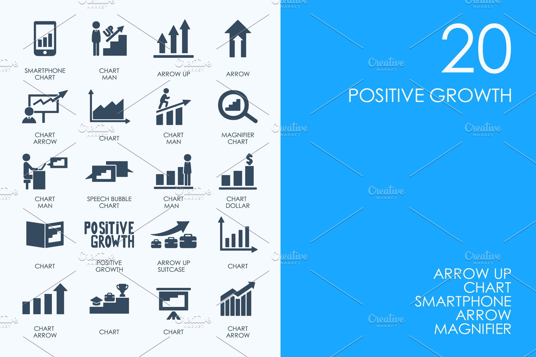 数据增长相关的图标 Positive growth icon