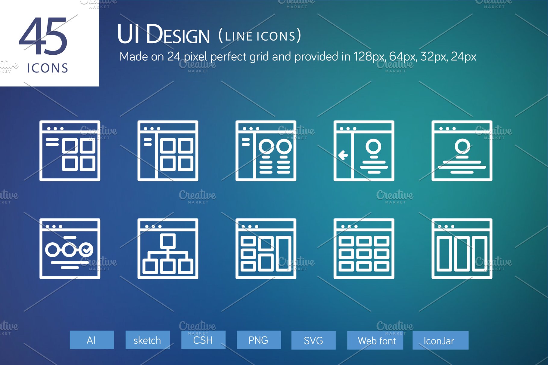 UI设计线型图表 45 UI Design Line Ico