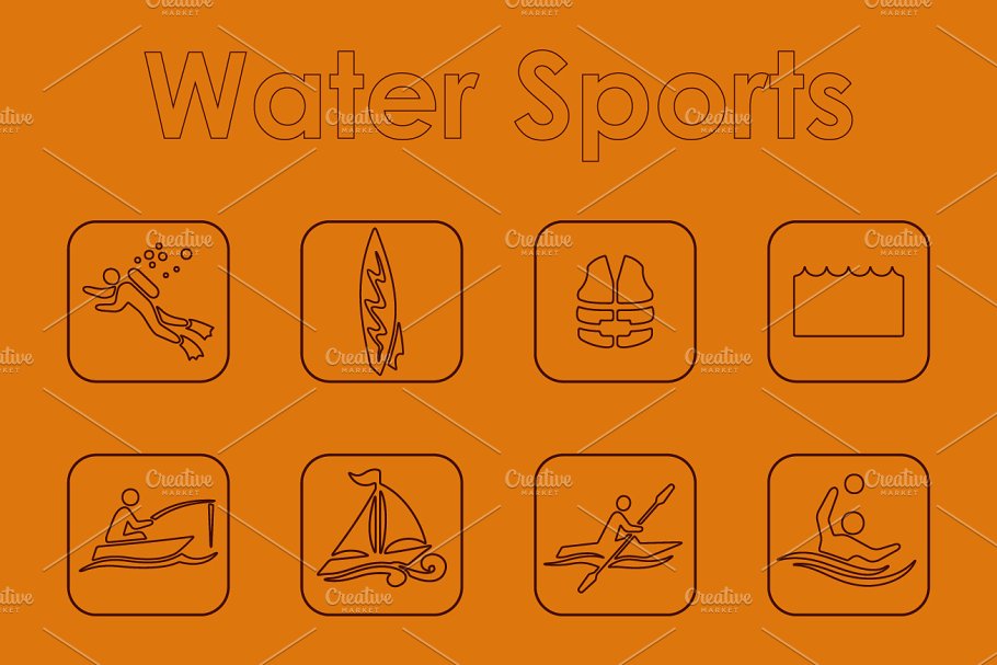 水上运动图标 16 water sports simple