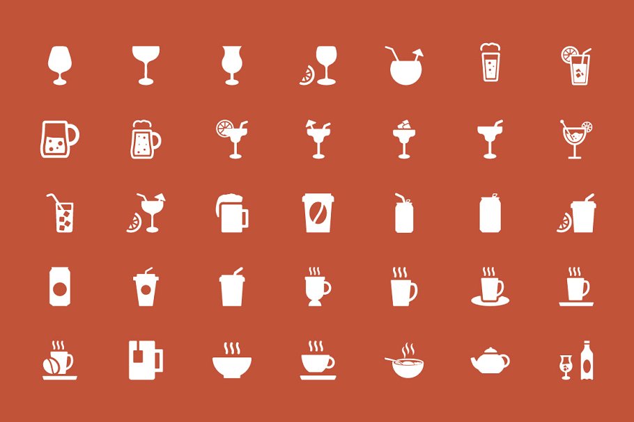 饮料图标素材 100  Drinks Vector Icon