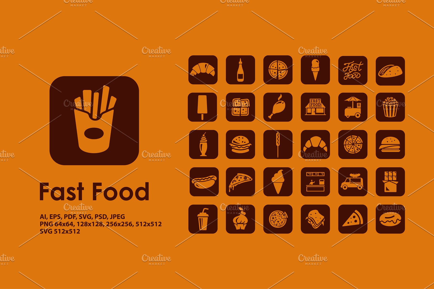 快餐食品图标 Fast Food icons #91241
