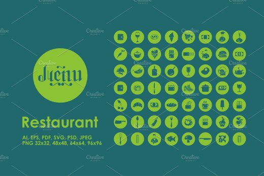 餐厅矢量图标 Restaurant icons #91208