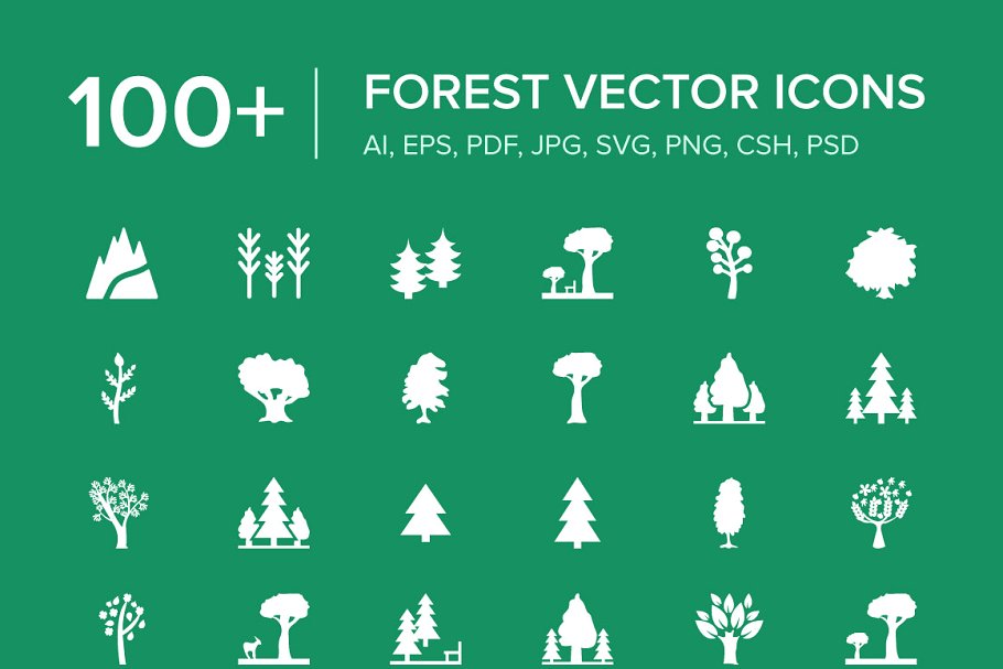 森林图标素材 100 Forest Vector Icon