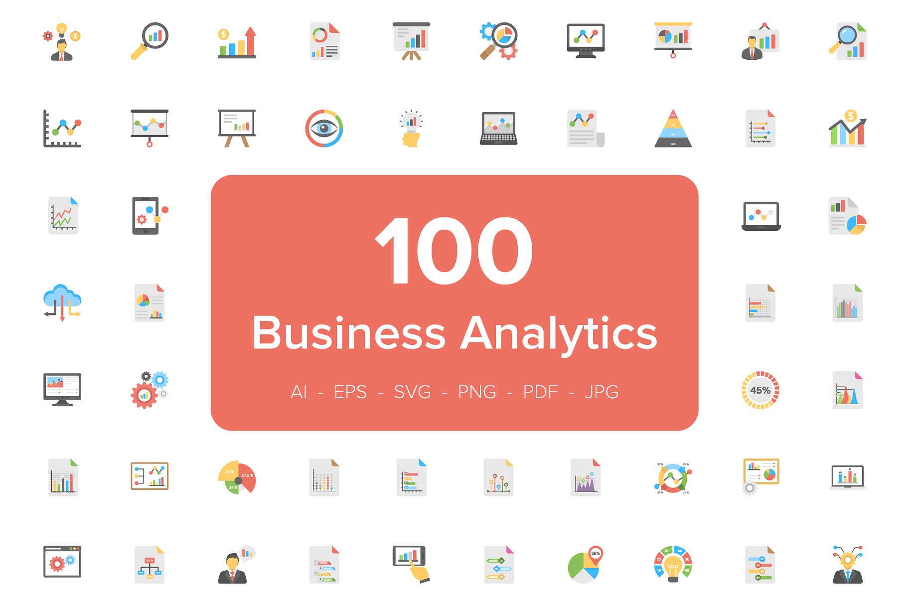 商业数据分析图标 100 Business Analytic