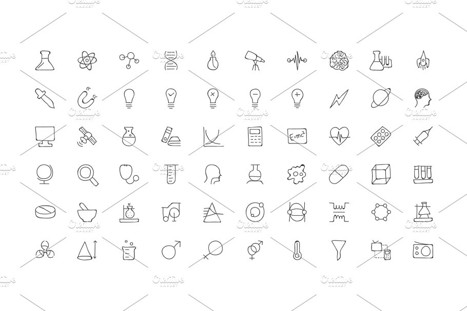 科学手绘涂鸦图标 160 Science Hand Draw