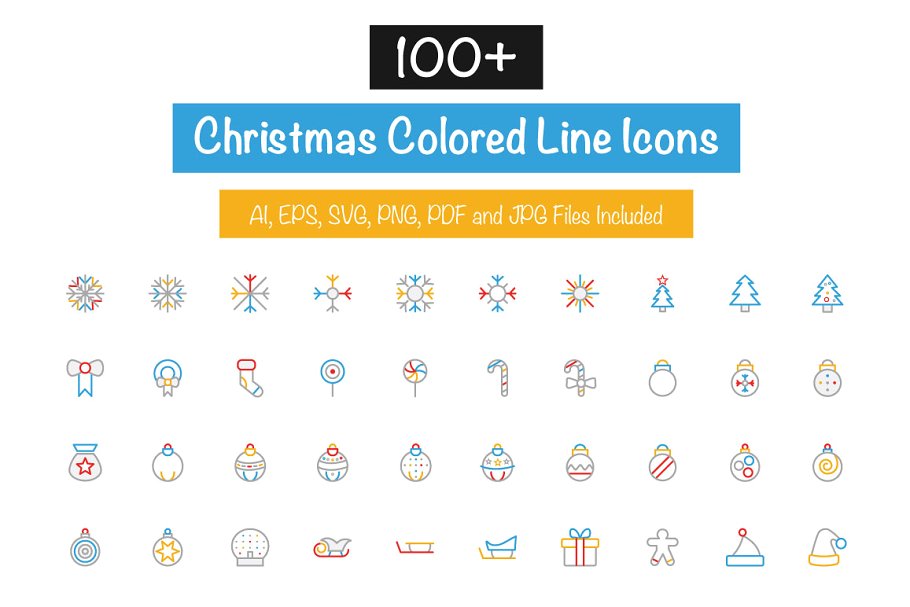 圣诞元素图标 100 Christmas Colored